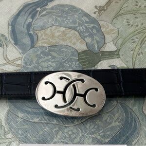 Authentic Hermes Philippine Palladium 32mm Belt Buckle w/Custom Reversible Strap